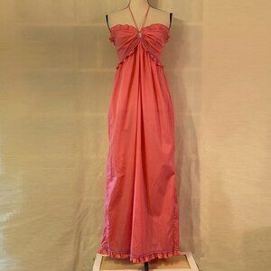 Vintage 70s 80s Bill Tice Lord & Taylor pink ruffle halter maxi dress